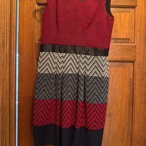 Muse Red and Black Chevron Midi Dress